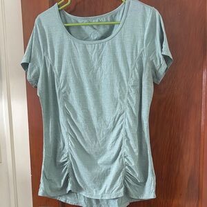 GAIAM Light Green Ruched Short Sleeve Tee